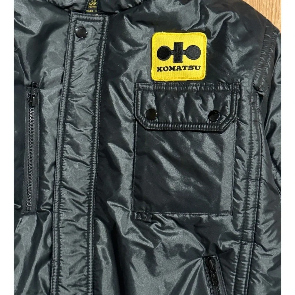 Vintage Komatsu Excavators Puffer Jacket XL Bulldozer Racing Rare